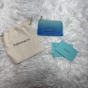 Tiffany & Co. Return to Card Case Holder Wallet Blue Ombrè Leather New Rare!!